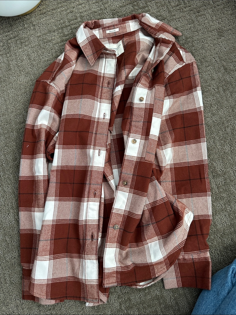 Women’s  Rust Plaid Button-Up Shirt